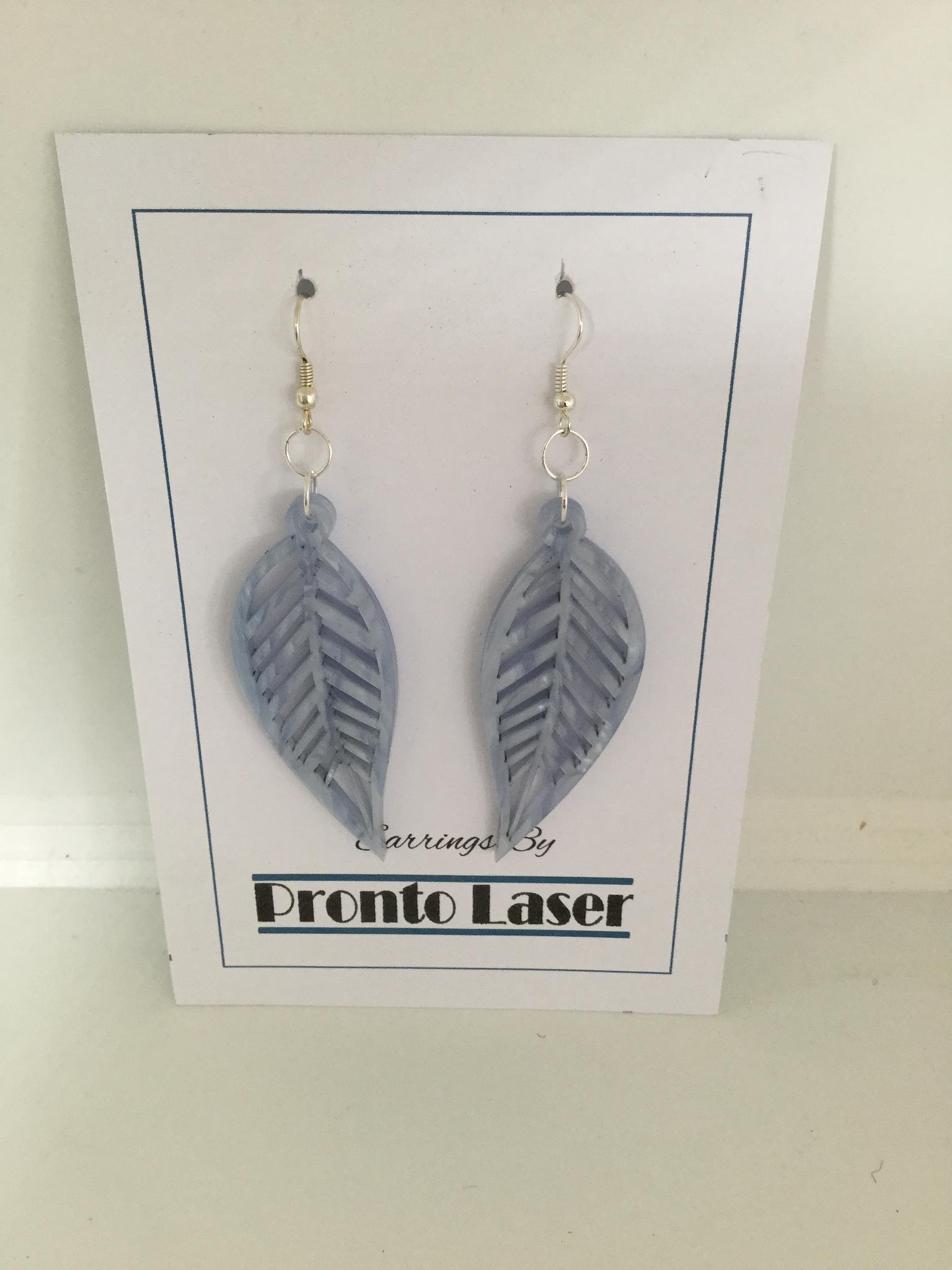 Laser cut Blue leaf earrings
