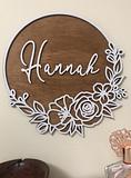 Flower personalised name plaque