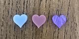 Acrylic Heart blanks light blue, pink and purple